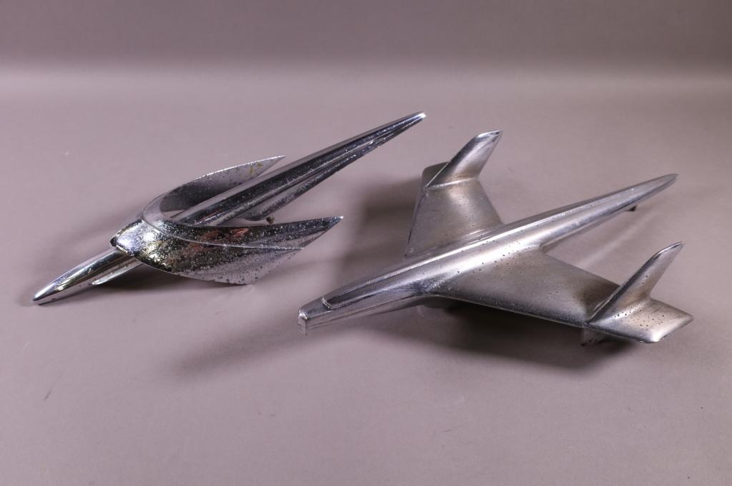 TWO AIRPLANE SHAPED HOOD ORNAMENTS (1 of 5)