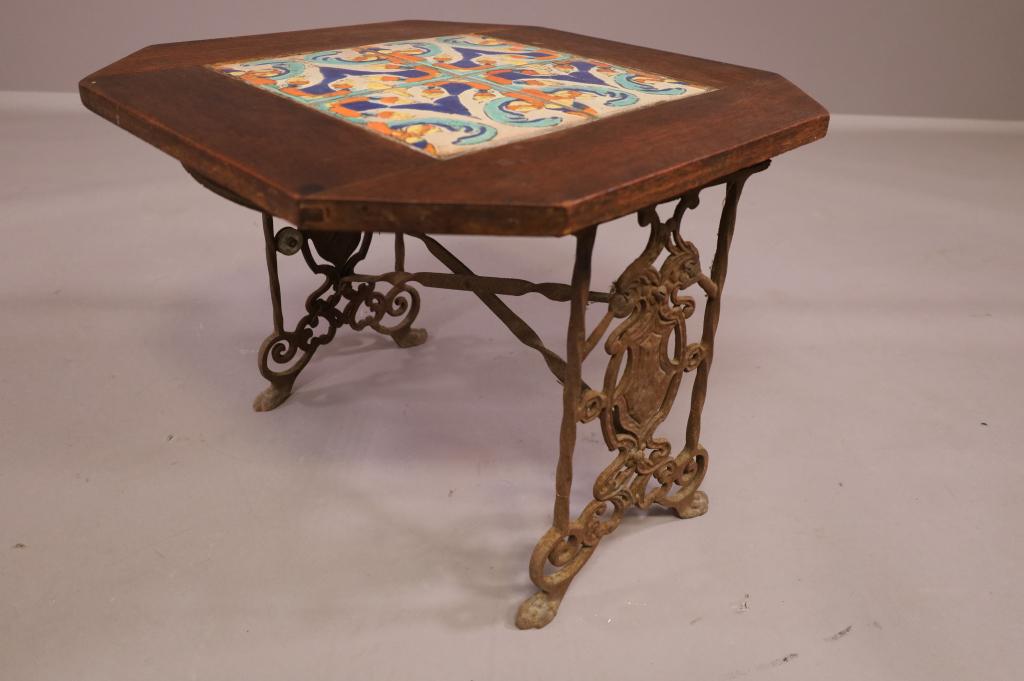 CALIFORNIA TILE TOP ON CAST IRON BASE (1 of 4)