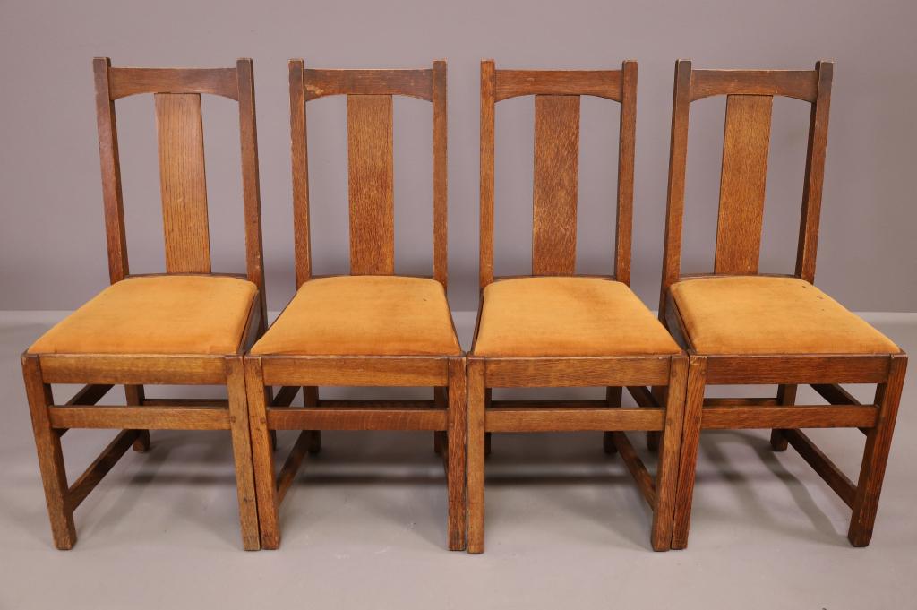 SET OF LIMBERT T BACK MISSION OAK DINING CHAIRS (1 of 4)