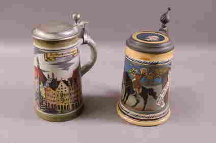 TWO GERMAN BEER STEINS (1 IS METTLACH) (1 of 3)