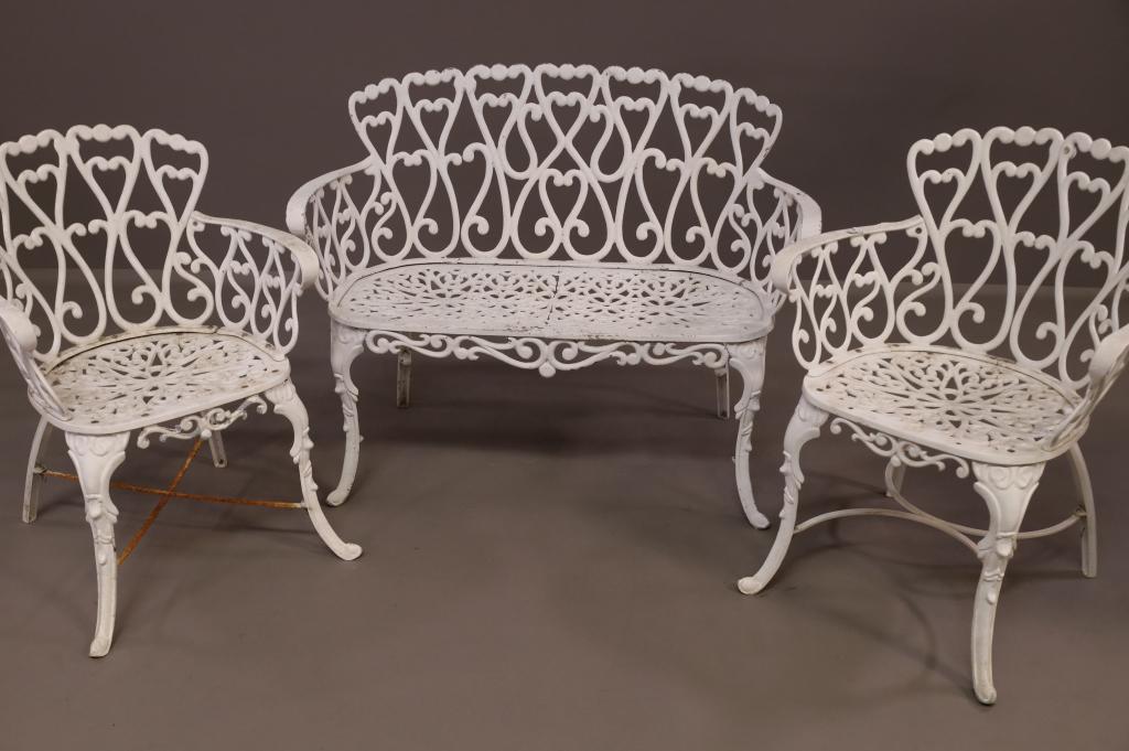 THREE PIECE CAST ALUMINUM PATIO SET (1 of 4)