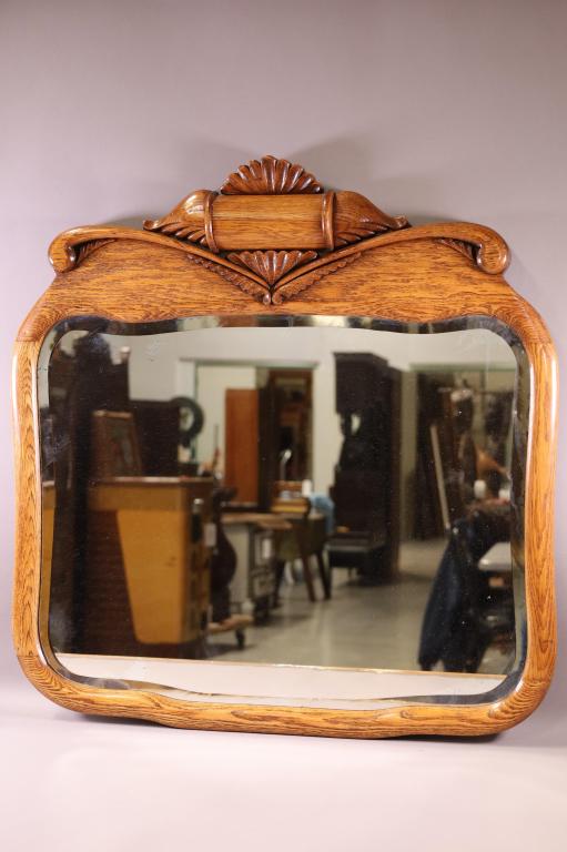 1900'S AMERICAN OAK WALL MIRROR (1 of 2)