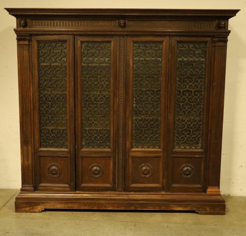 LARGE ANTIQUE SPANISH STYLE BOOKCASE (1 of 7)