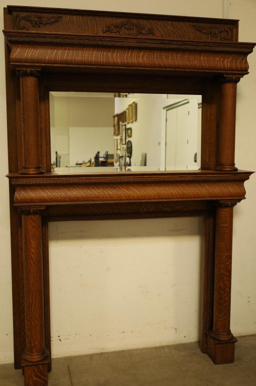 1900'S AM. OAK FIREPLACE MANTLE (1 of 5)