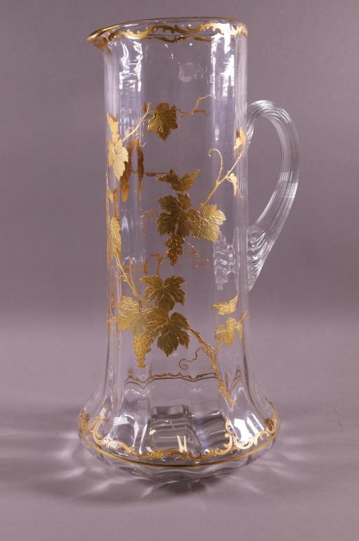 LARGE UNSIGNED MOSER GOLD GILT DECORATED PITCHER (1 of 3)
