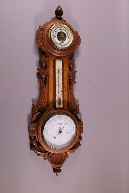 CARVED VICTORIAN OAK BAROMETER (1 of 4)