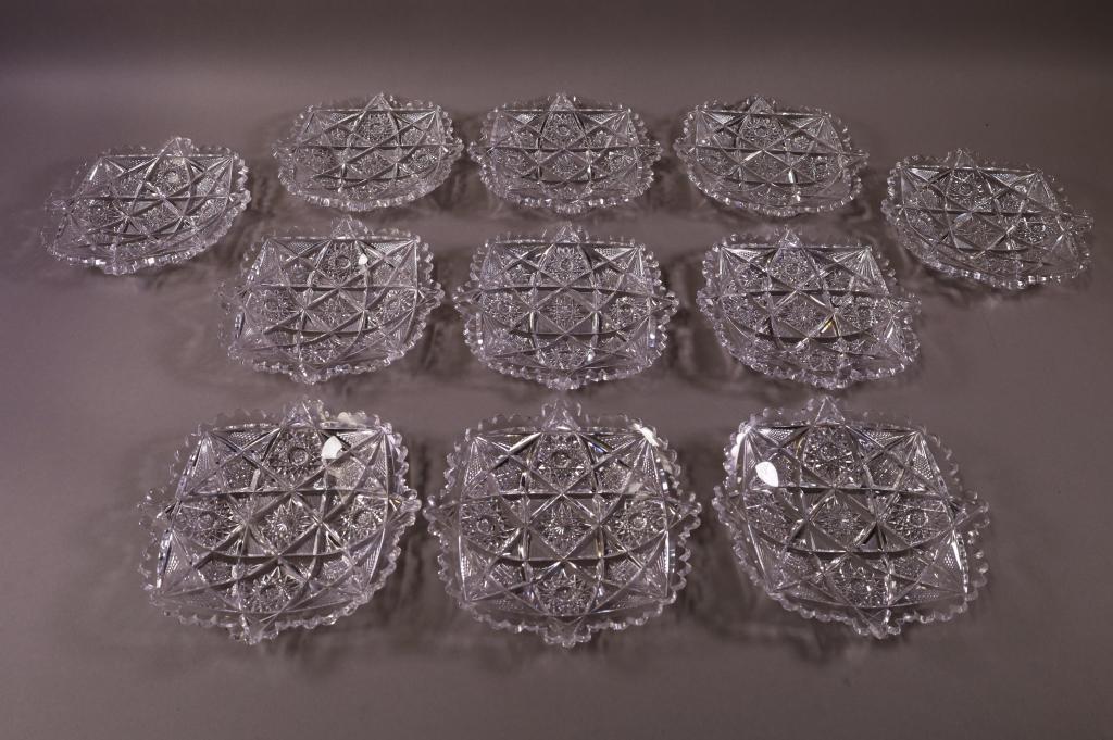 ELEVEN LIBBEY CUT GLASS PLATES (1 of 4)