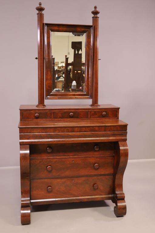 19TH CENTURY EMPIRE DRESSER WITH MIRROR (1 of 4)