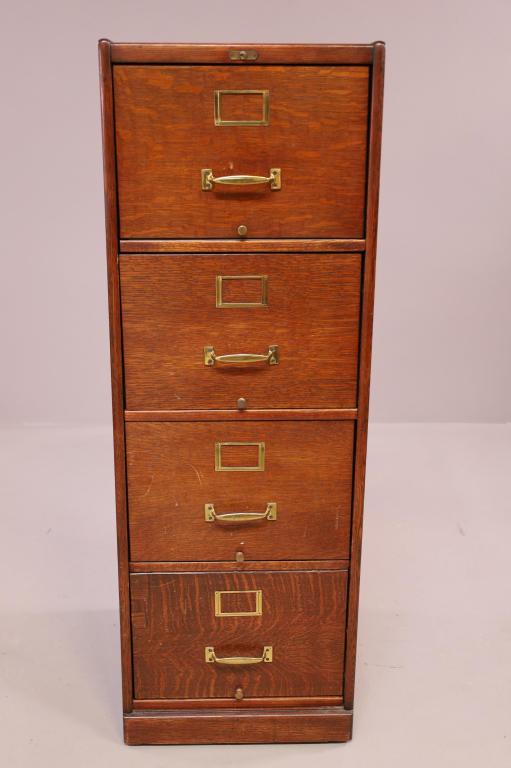 ANTIQUE  AM. OAK 4 DRAWER FILE CABINET (1 of 4)