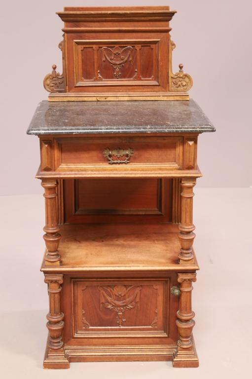 French Victorian Marble Top Nightstand