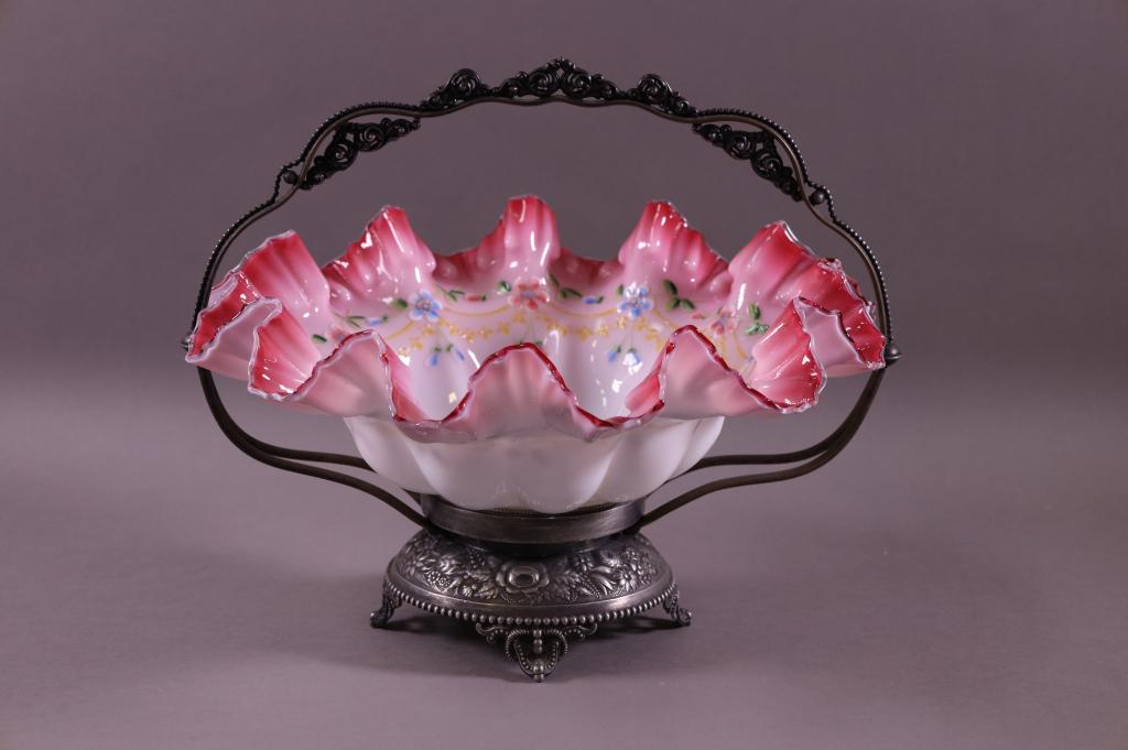 VICTORIAN SILVERPLATE & GLASS BRIDE'S BASKET (1 of 4)