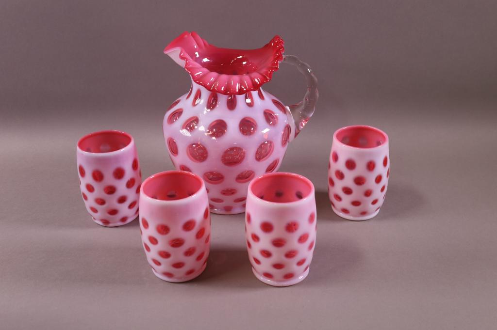 5 PC. FENTON COIN DOT DRINK SET (1 of 3)