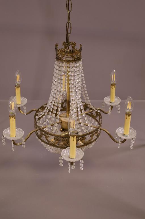 BRASS & CRYSTAL PRISM CHANDELIER (1 of 2)