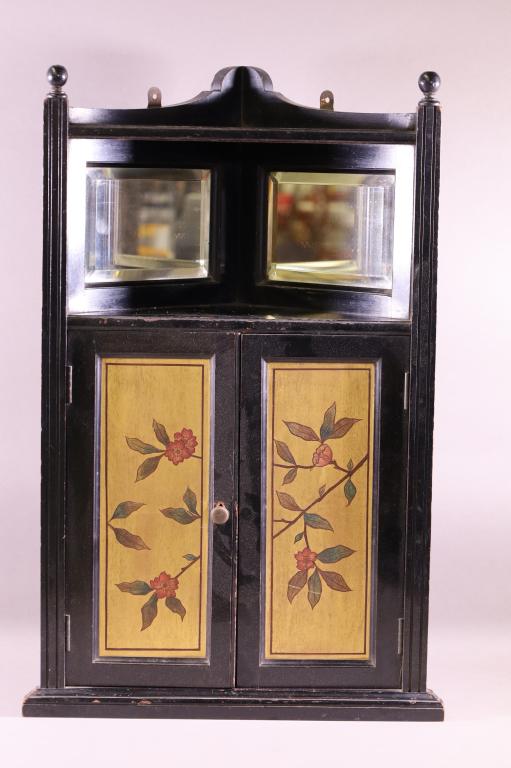 VICTORIAN EBONIZED HANGING CORNER CABINET (1 of 2)
