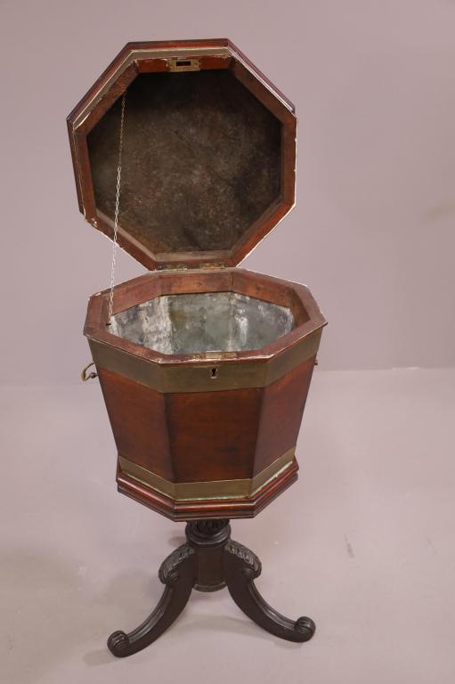 ANTIQUE ENGLISH CELLARETTE ON STAND (1 of 4)