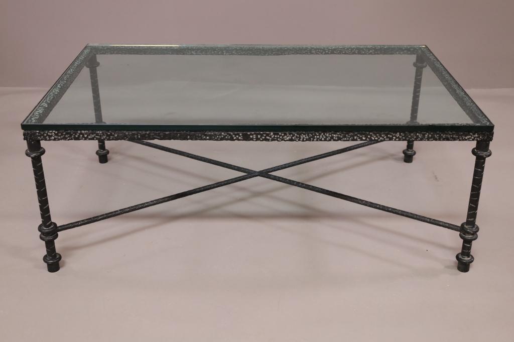 WROUGHT IRON & GLASS TOP COFFEE TABLE (1 of 5)