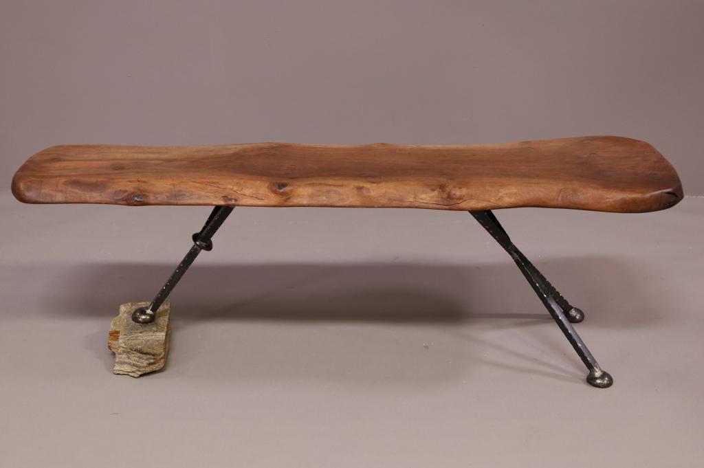 LIVE EDGE WOOD & IRON BENCH (1 of 3)