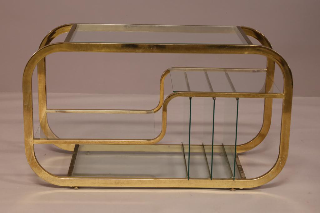 MILO BAUGHMAN STYLE BRASS CONSOLE TABLE (1 of 3)