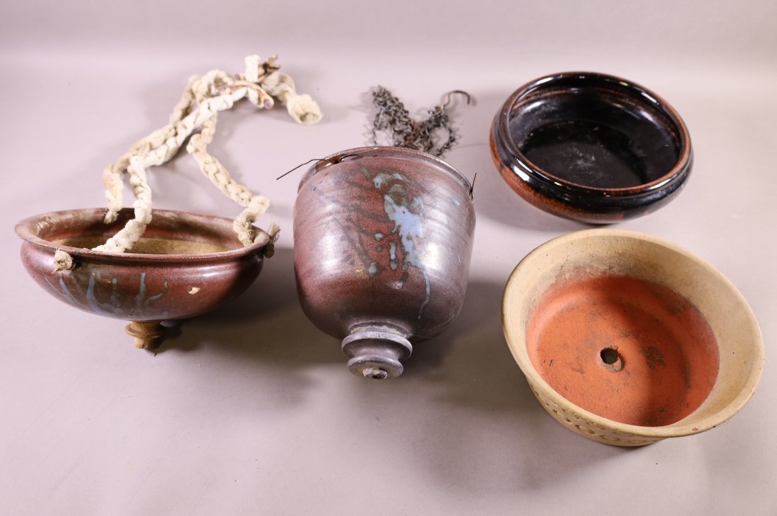 FOUR STUDIO POTTERY PLANTERS (1 of 6)