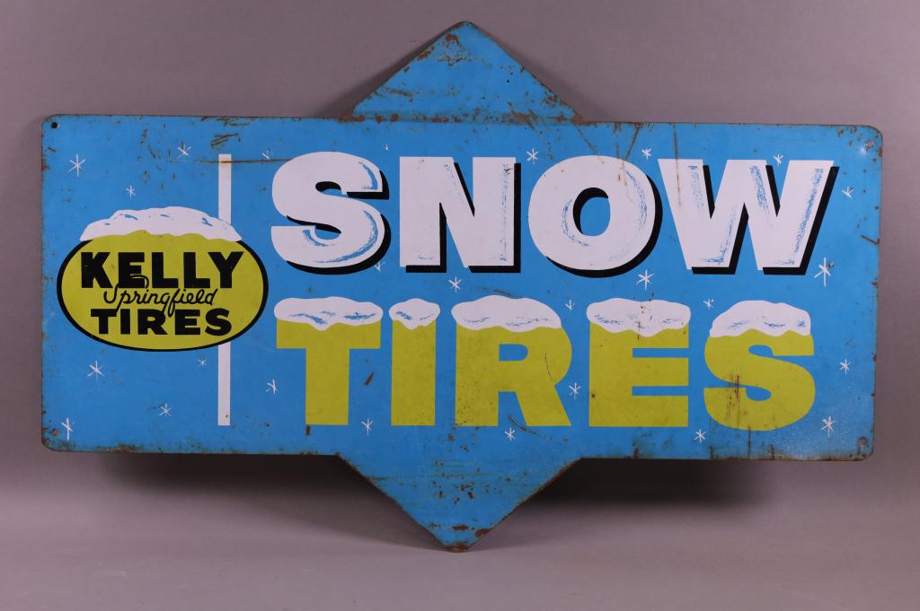 KELLY TIRES SNOW TIRES TIN SIGN (1 of 2)