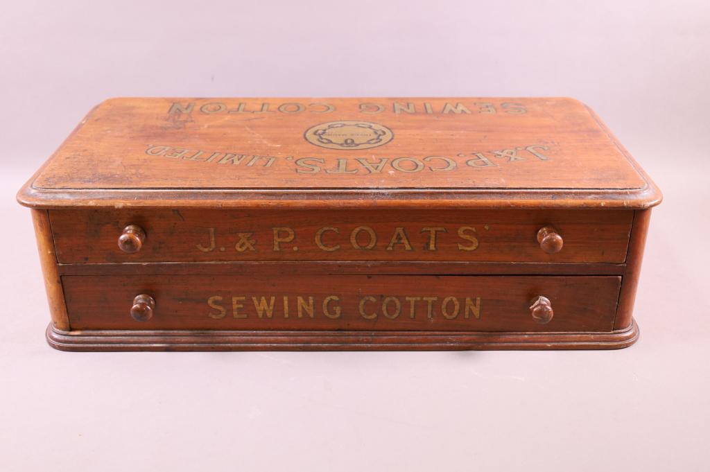 J.P. COATS 2 DRAWER TABLE TOP SPOOL CABINET (1 of 5)
