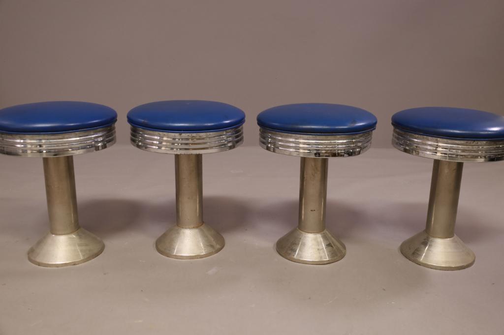 SET OF 4 VINTAGE CHROME SODA FOUNTAIN STOOLS (1 of 5)