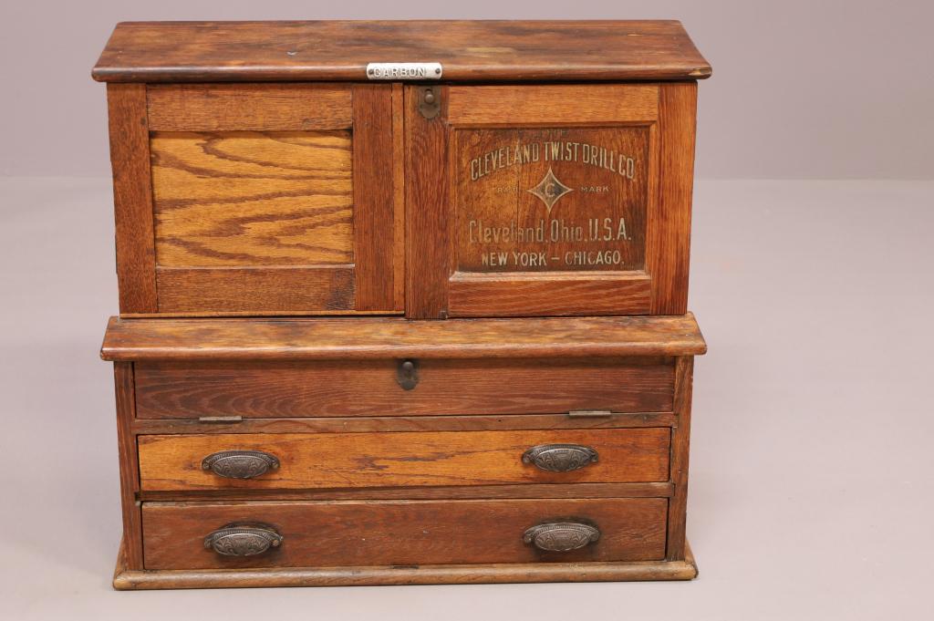 ANTIQUE CLEVELAND TWIST DRILL COMPANY CABINET (1 of 2)