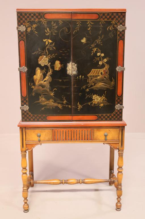 1920'S ASIAN DECORATED TWO DOOR CABINET (1 of 5)