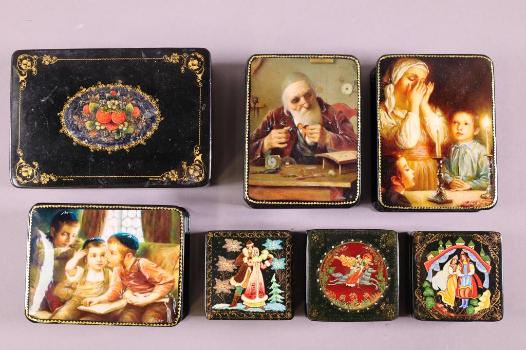 SEVEN HAND PAINTED RUSSIAN BOXES (1 of 4)