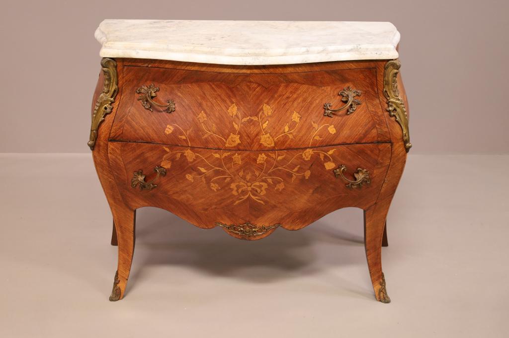 Inlaid Marble Top Bombay Chest Auction
