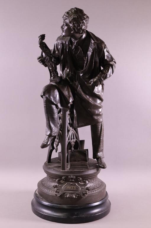 ANTIQUE "ARTS" SPELTER STATUE (1 of 4)