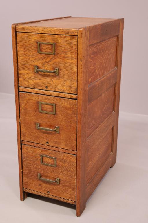 ANTIQUE 3 DRAWER OAK FILE CABINET (1 of 5)