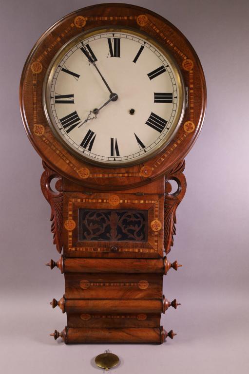 ANTIQUE INLAID WALL CLOCK (1 of 4)