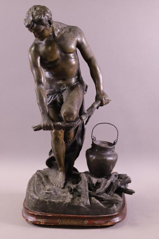ANTIQUE FIGURAL SPELTER LAMP (1 of 3)