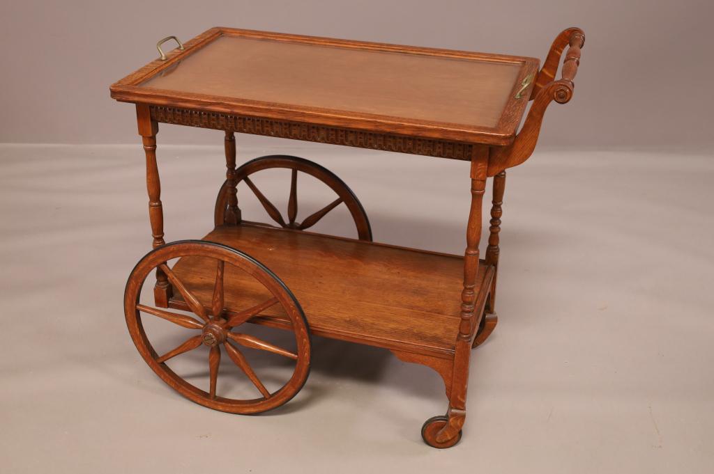 1910'S OAK TEA CART (1 of 2)