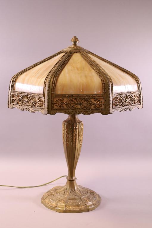 1920'S SLAG GLASS TABLE LAMP (1 of 4)