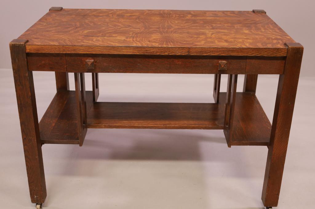 ARTS & CRAFTS OAK LIBRARY TABLE (1 of 5)