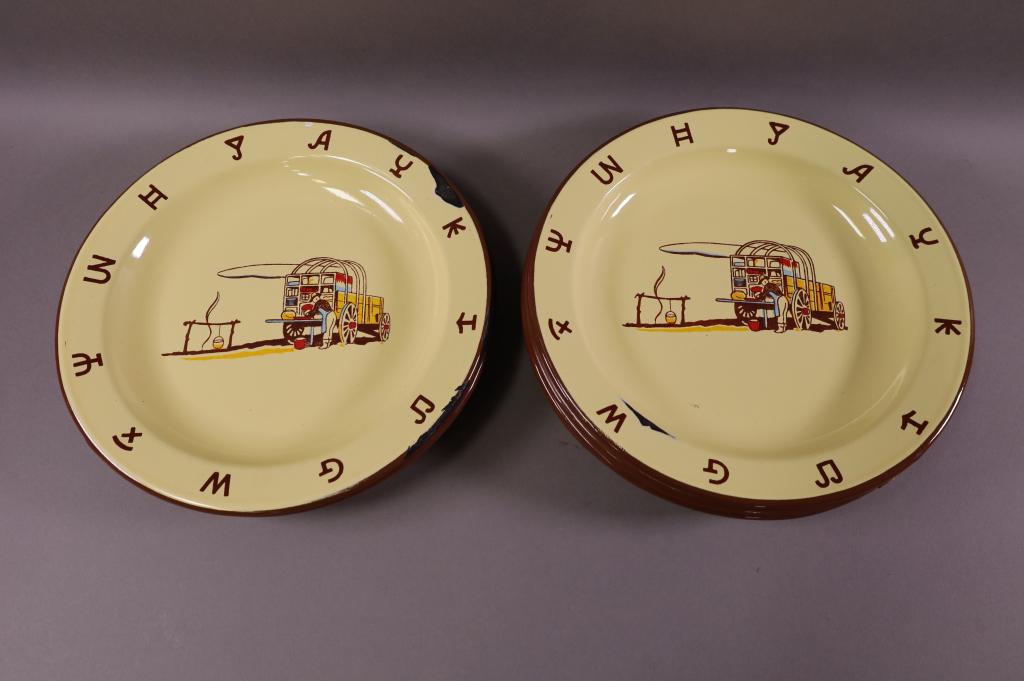 8 ENAMEL WESTERN THEMED PLATES (1 of 4)