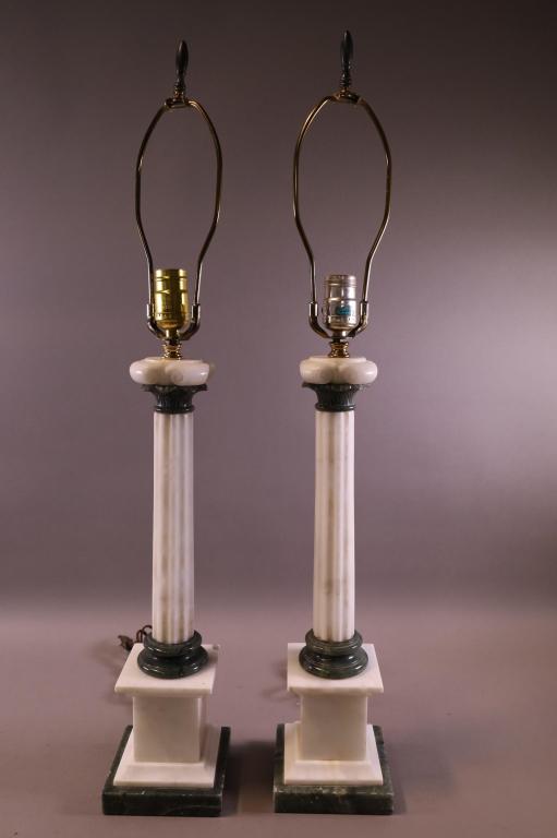 PAIR OF MARBLE TABLE LAMPS (1 of 4)