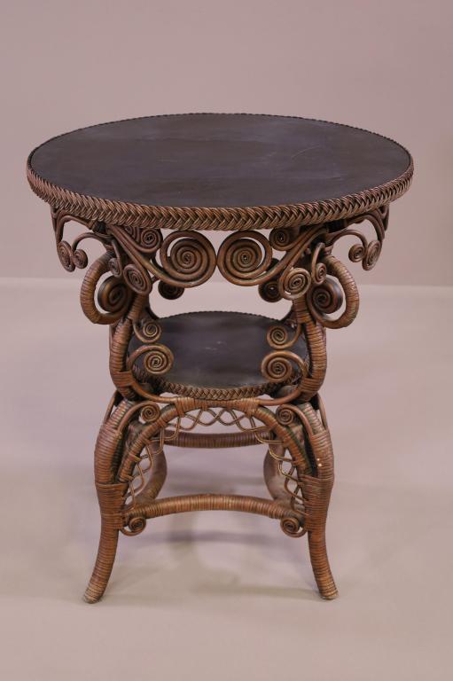 VICTORIAN STYLE WICKER SIDE TABLE (1 of 3)