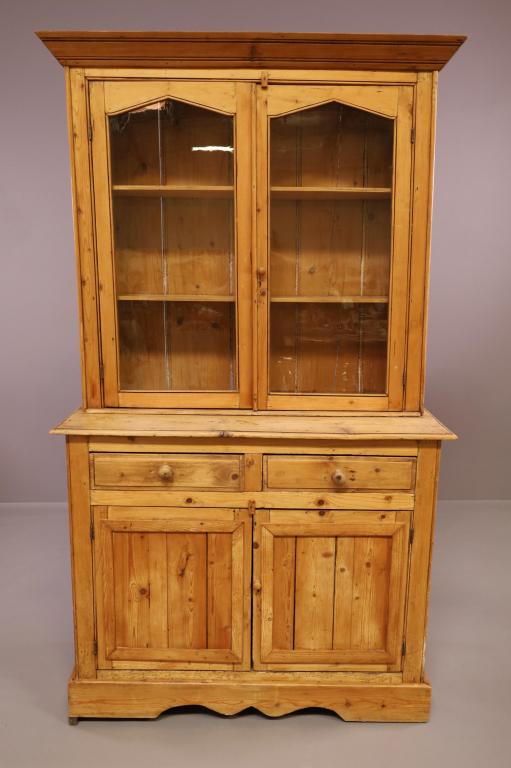 PRIMITIVE PINE STEPBACK CUPBOARD (1 of 5)