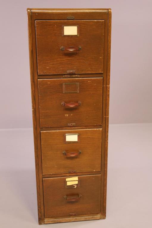 Oak Four Drawer File Auction