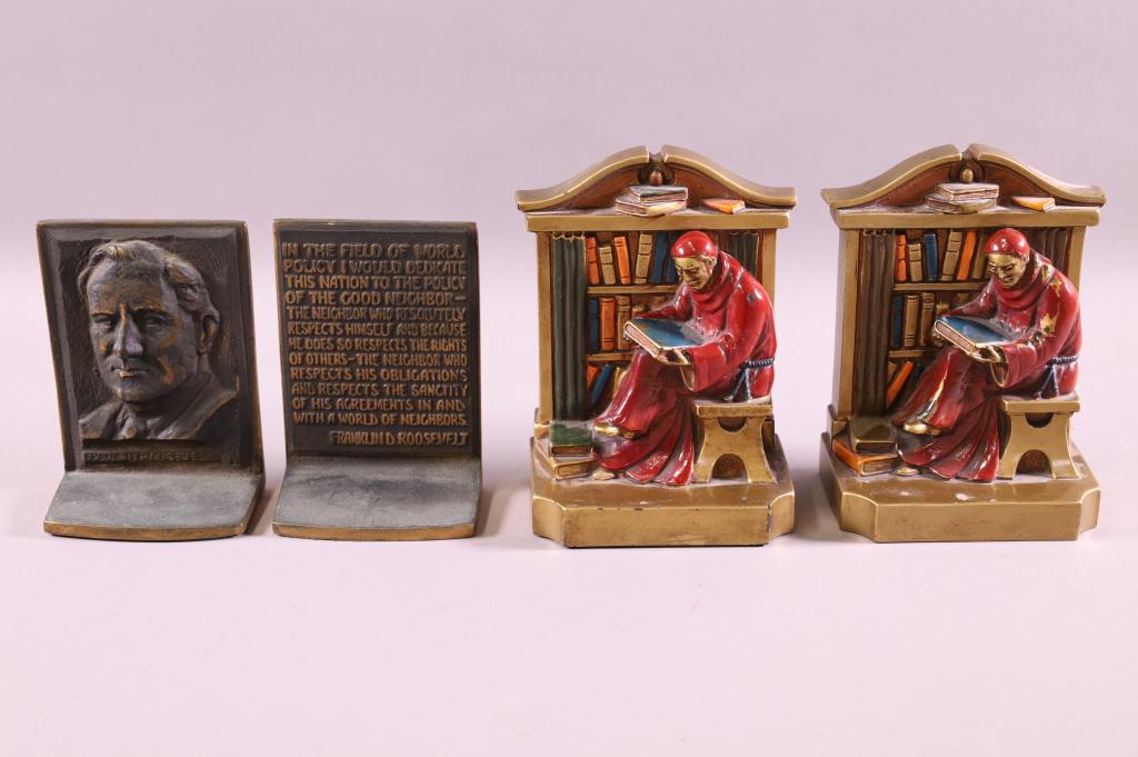 TWO PAIRS OF METAL BOOKENDS (1 of 4)