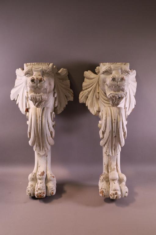 PAIR OF CARVED GRIFFIN WALL BRACKETS (1 of 4)