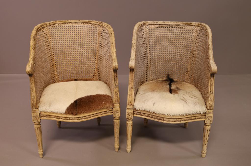 PAIR OF FRENCH STYLE CANE BACK ARM CHAIRS (1 of 7)
