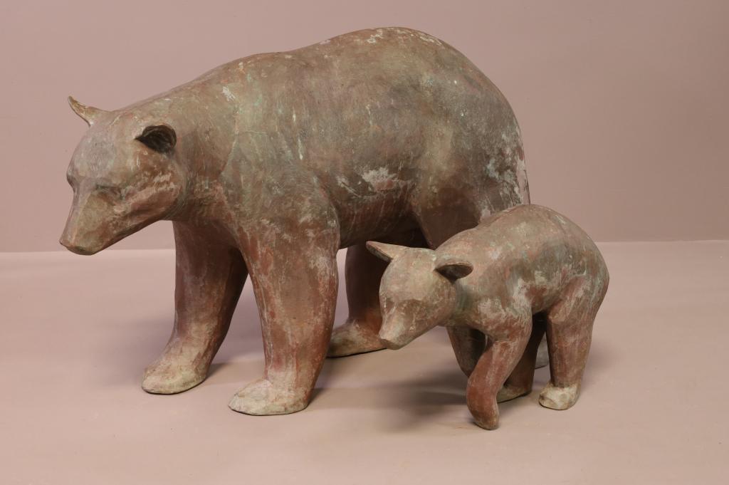 TWO METAL OUTDOOR BEAR SCULPTURES (1 of 3)