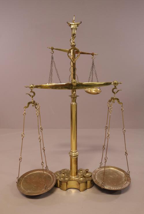 OVER 5 FOOT TALL ORNATE BRASS SCALE (1 of 4)