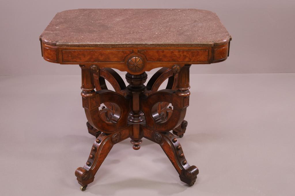 VICTORIAN MARBLE TOP PARLOR TABLE (1 of 3)