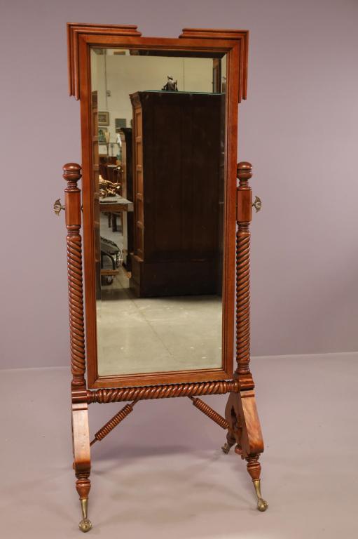HUNZINGER OR MERKLEN MAHOGANY CHEVAL MIRROR (1 of 7)