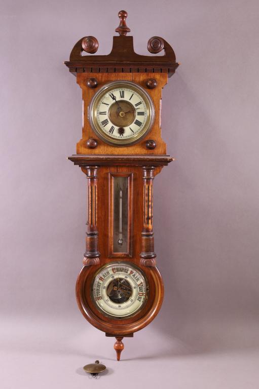 VICTORIAN WALL CLOCK W/ BAROMETER (1 of 4)
